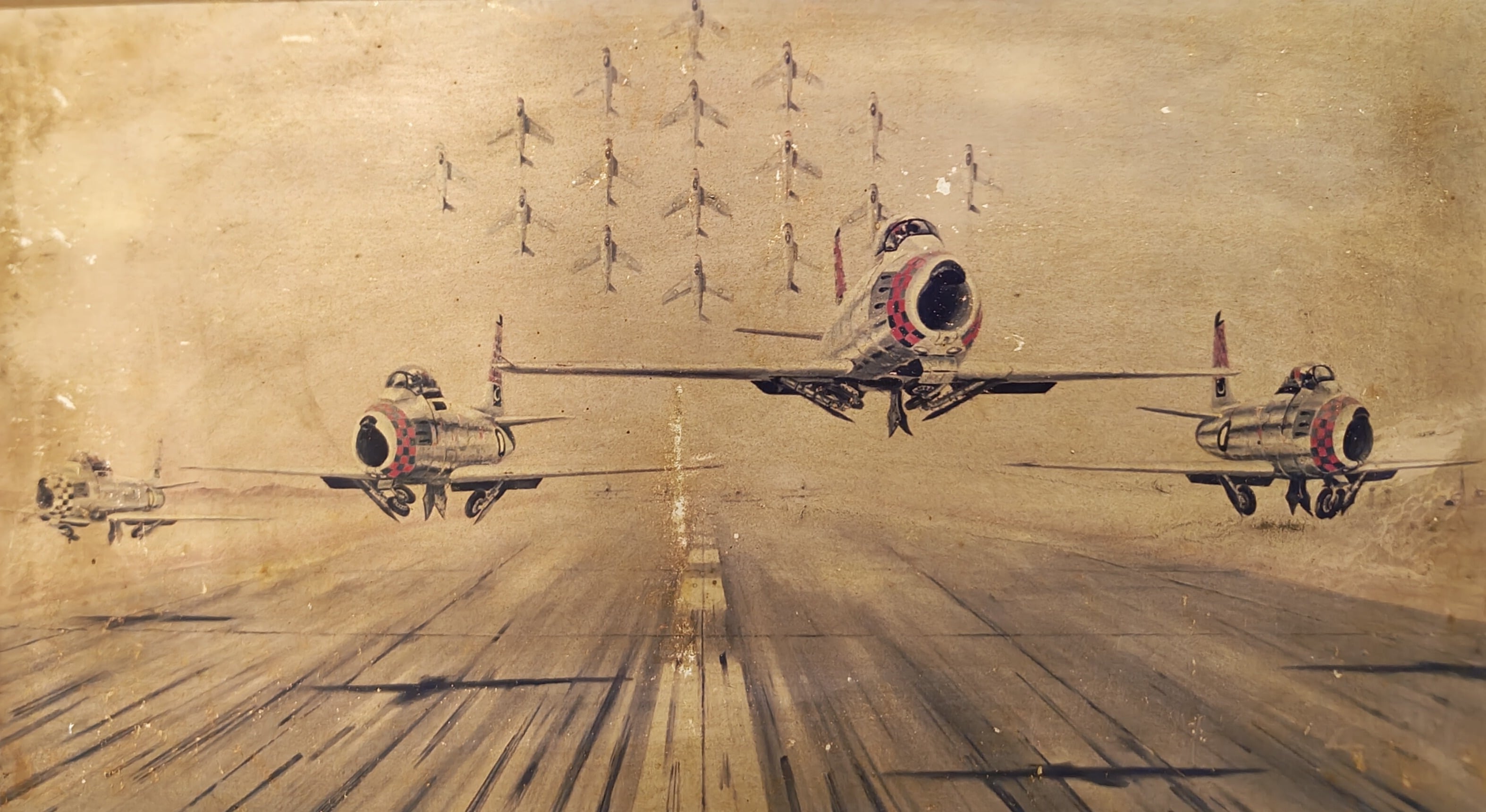 Pakistan Air Force F-86 Sabre aircraft formation - World Record Diamond Loop 1958